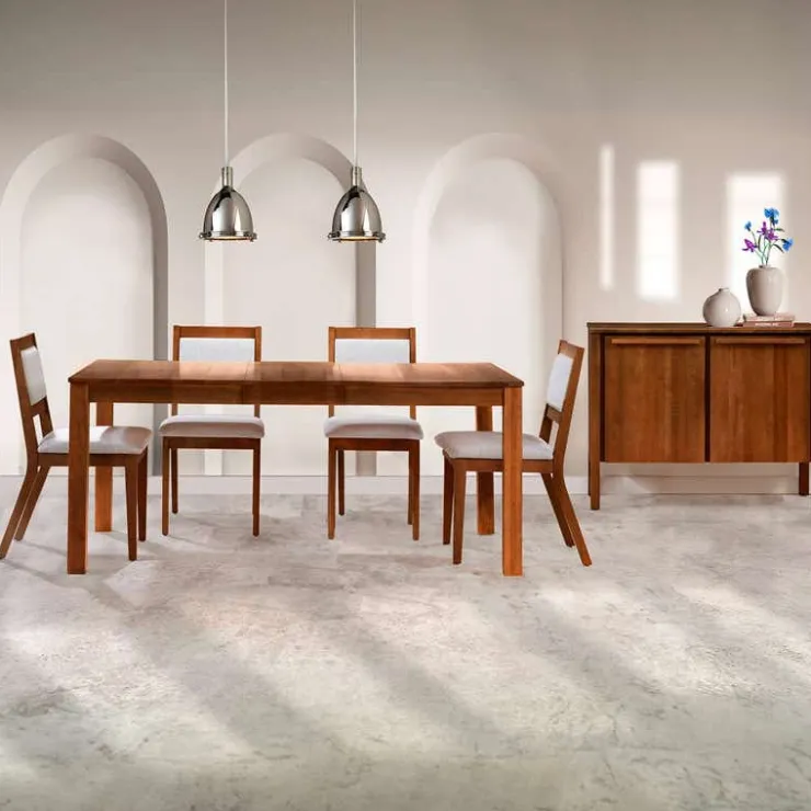 Arboit Poitras Table with Extension Leaf (54" to 70") and 4 Chairs - Brown Sale
