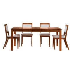 Arboit Poitras Table with Extension Leaf (54" to 70") and 4 Chairs - Brown Sale