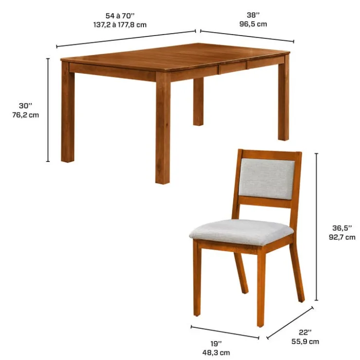 Arboit Poitras Table with Extension Leaf (54" to 70") and 4 Chairs - Brown Sale