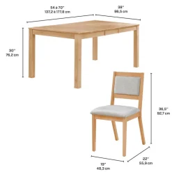 Arboit Poitras Table with Extension Leaf (54" to 70") and 4 Chairs - Natural Greige Outlet