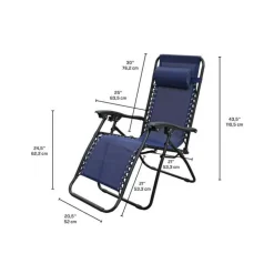 Textilene Zero Gravity Folding Chair - Blue Black Frame/ Blue Fabric Hot
