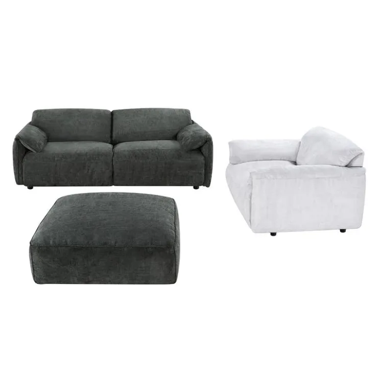 Textured Velvet Feather-Filled Armchair - Beige White/Beige Outlet