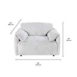 Textured Velvet Feather-Filled Armchair - Beige White/Beige Outlet