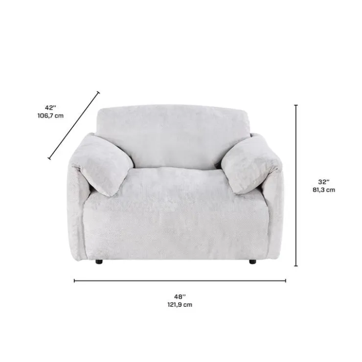 Textured Velvet Feather-Filled Armchair - Beige White/Beige Outlet