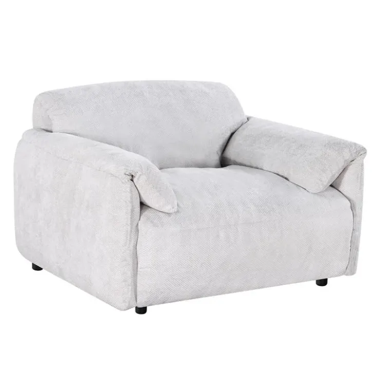 Textured Velvet Feather-Filled Armchair - Beige White/Beige Outlet