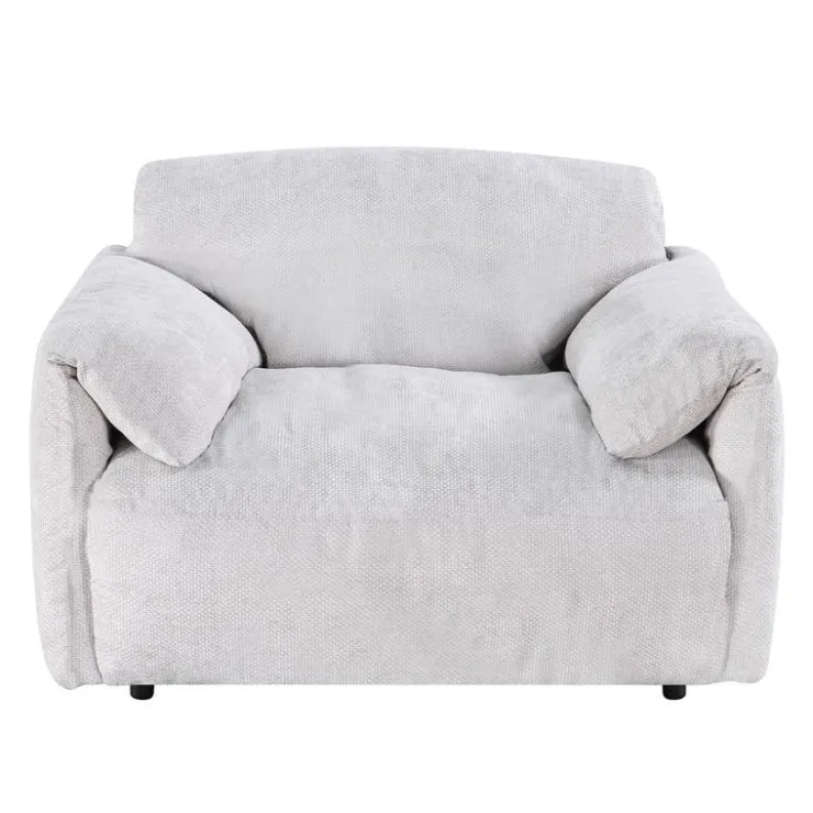 Textured Velvet Feather-Filled Armchair - Beige White/Beige Outlet