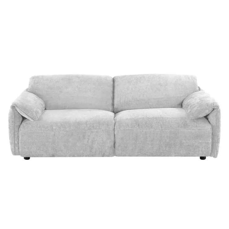 Textured Velvet Feather-Filled Sofa - Beige White/Beige