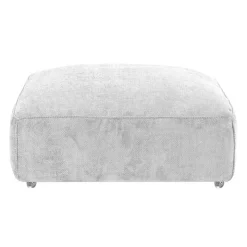 Textured Velvet Ottoman on Casters - Beige White Online