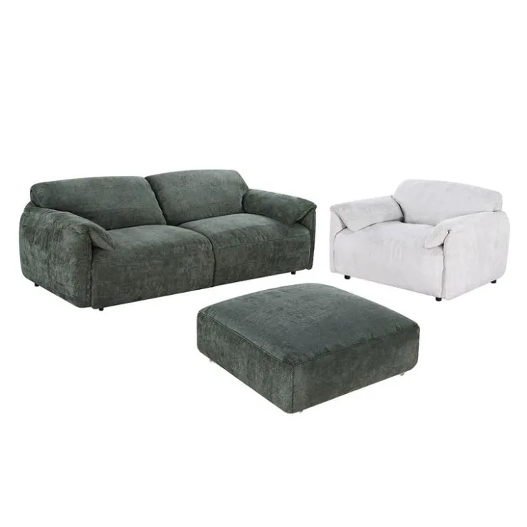 Textured Velvet Ottoman on Casters - Dark Green Discount