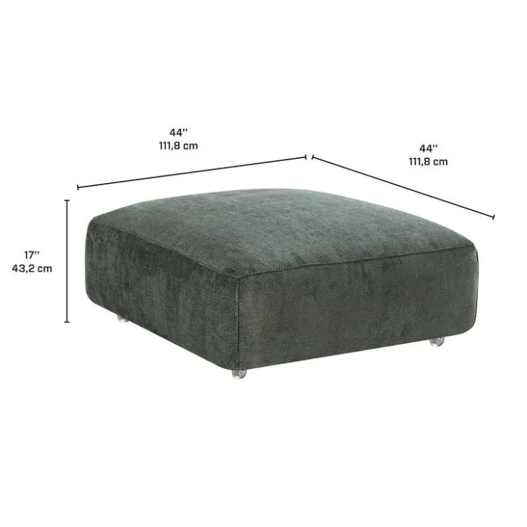Textured Velvet Ottoman on Casters - Dark Green Discount