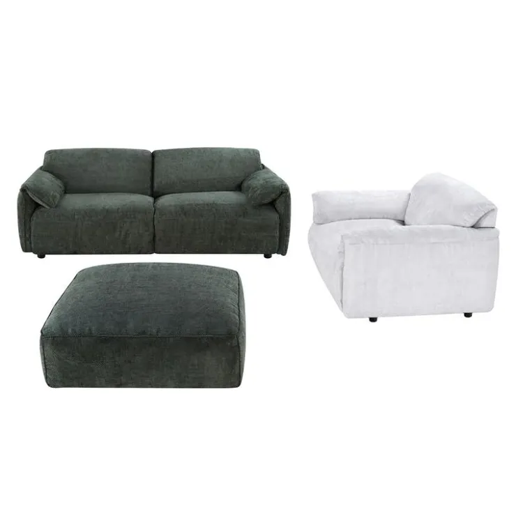 Textured Velvet Ottoman on Casters - Dark Green Discount