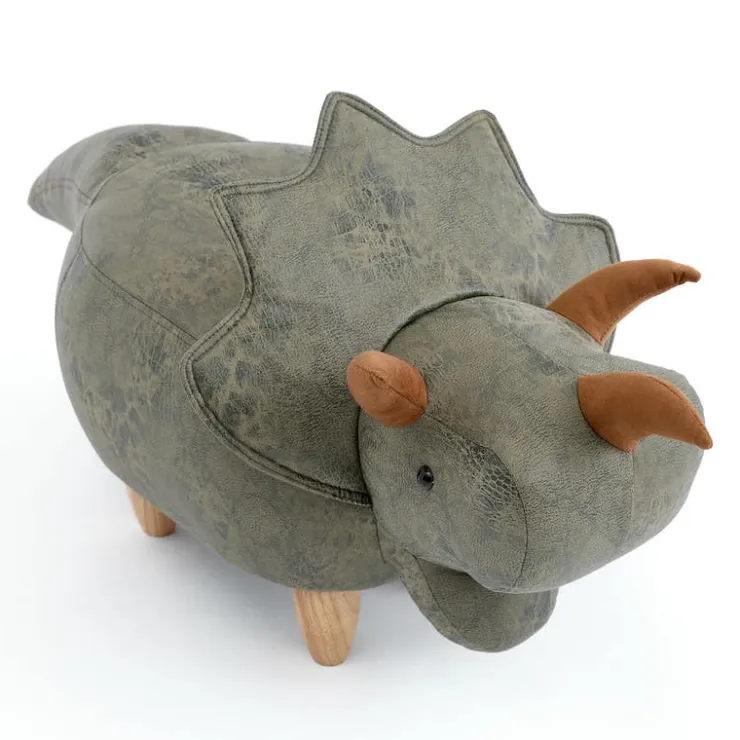 Triceratops-Shaped Kids Pouf – 37.8" x 14.2" x 14.6" Green Hot