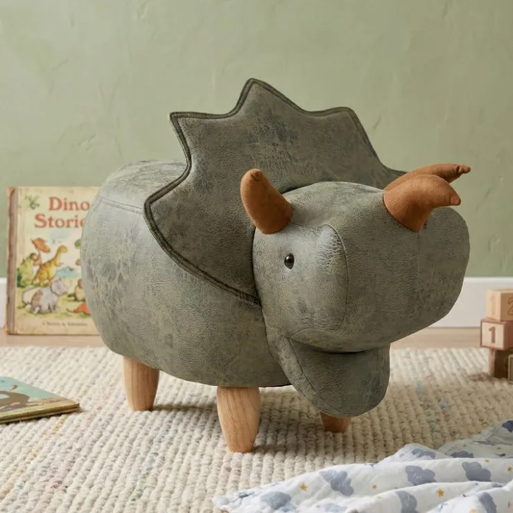Triceratops-Shaped Kids Pouf – 37.8" x 14.2" x 14.6" Green Hot