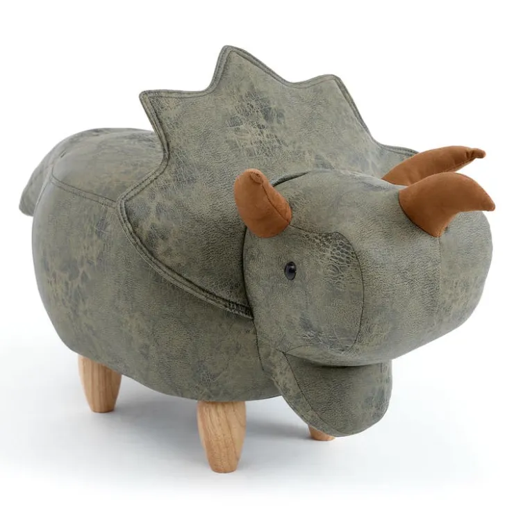 Triceratops-Shaped Kids Pouf – 37.8" x 14.2" x 14.6" Green Hot