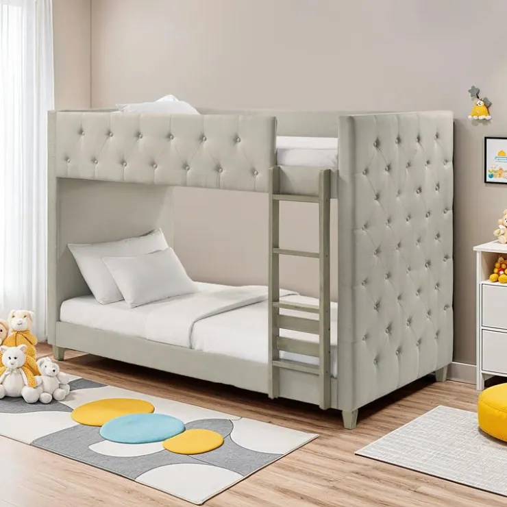 Tufted Bunk Bed - 39/39 Grey Outlet