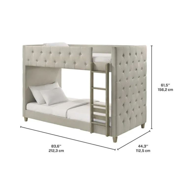 Tufted Bunk Bed - 39/39 Grey Outlet