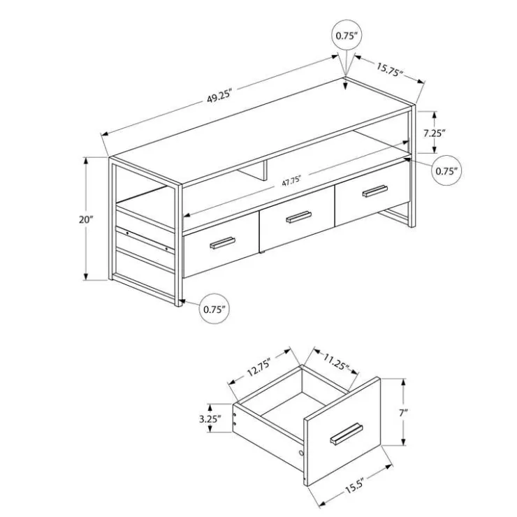 Monarch TV Stand 48" - Grey Outlet