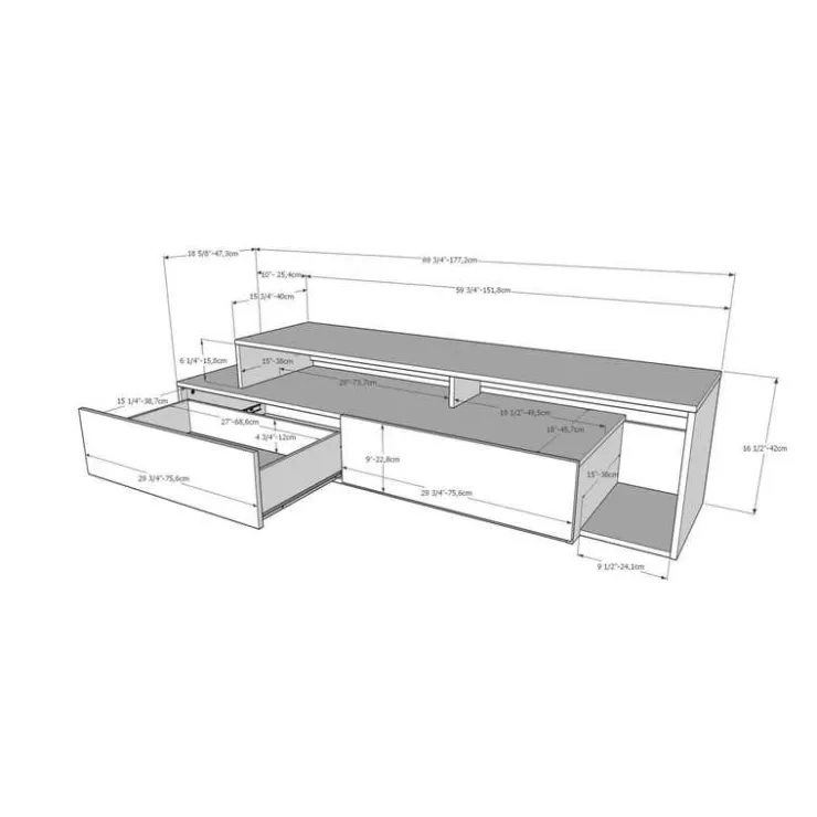 Nexera TV Stand 72" - Black and Brown New
