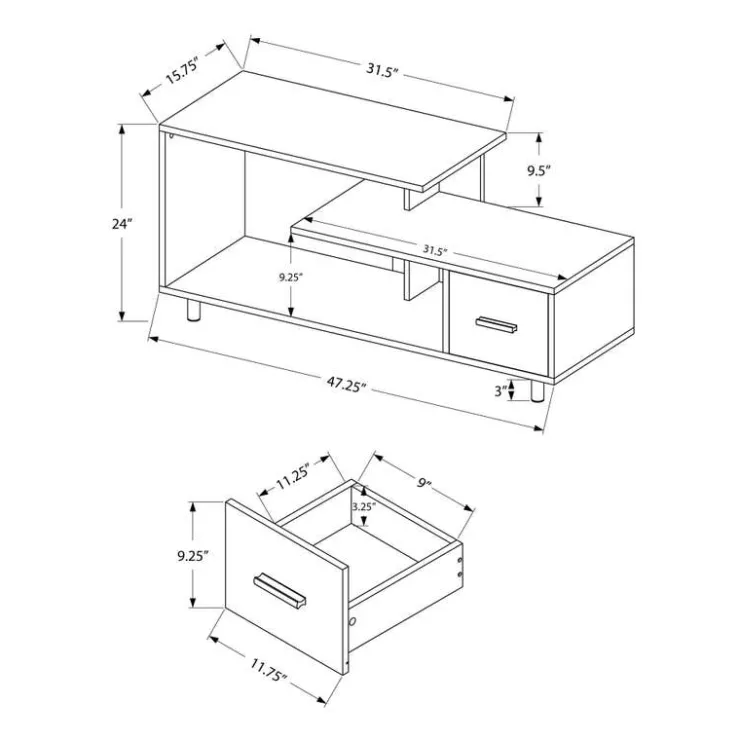 Monarch TV Stand with Drawer 48" - Brown New