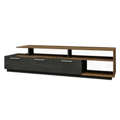 MEQ TV Stand with Drawers 72" SLATE/WALNUT New