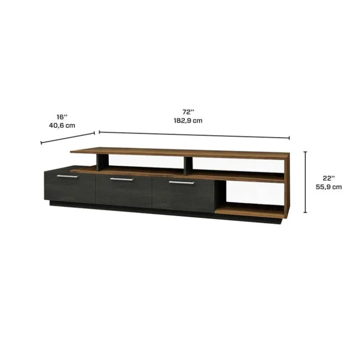 MEQ TV Stand with Drawers 72" SLATE/WALNUT New