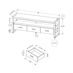 Monarch TV Stand with Drawers 60" - Black New