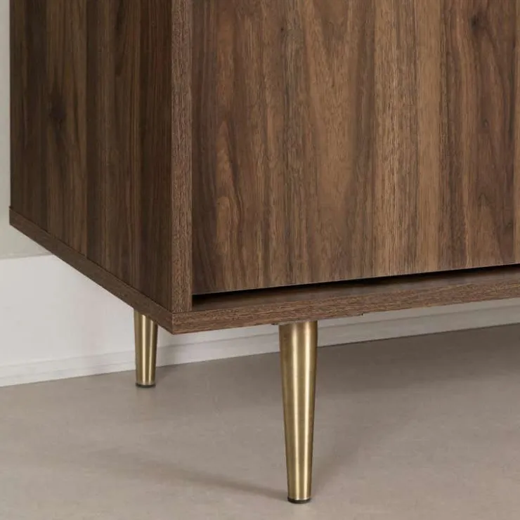 Meubles South Shore TV Stand with Drawers 72" - South Shore Natural Walnut and Faux Carrara Marble