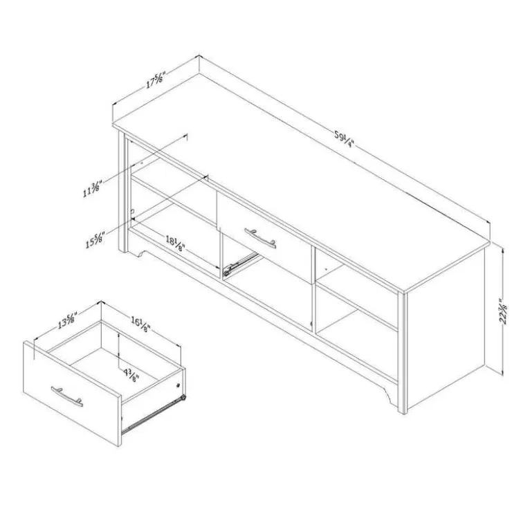 Meubles South Shore TV Stand with Drawers 60" - South Shore GRAY OAK New