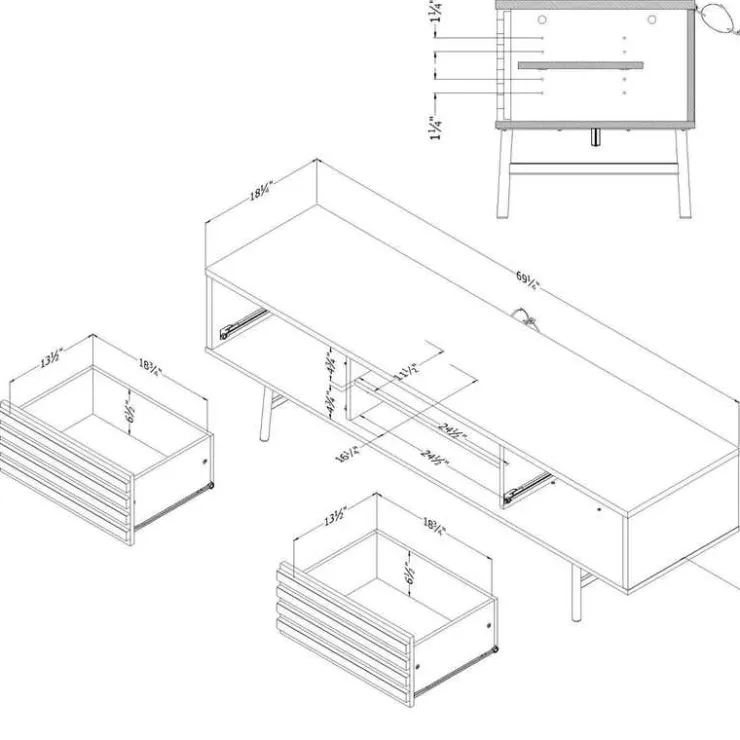 Meubles South Shore TV Stand with Drawers 70" - South Shore Nordik Oak Clearance