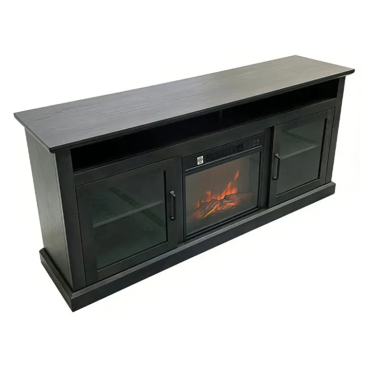 TV Stand with Electric Fireplace 60" Dark Brown Clearance