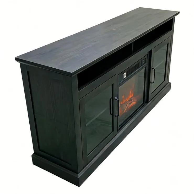 TV Stand with Electric Fireplace 60" Dark Brown Clearance