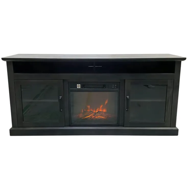 TV Stand with Electric Fireplace 60" Dark Brown Clearance