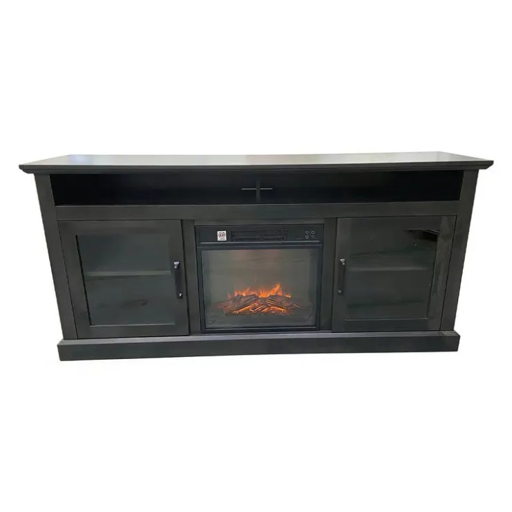 TV Stand with Electric Fireplace 60" Dark Brown Clearance