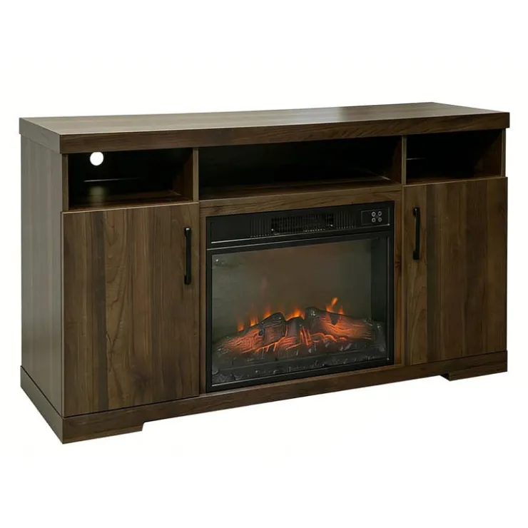 TV Stand with Electric Fireplace 54" Natural New