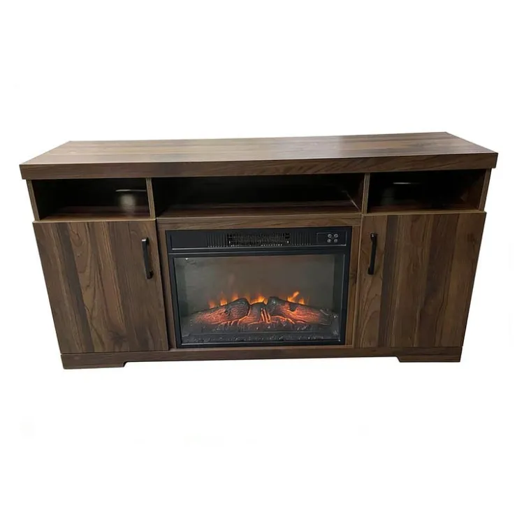 TV Stand with Electric Fireplace 54" Natural New