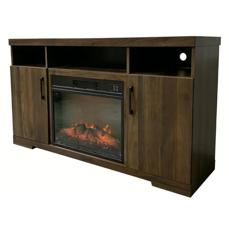 TV Stand with Electric Fireplace 54" Natural New