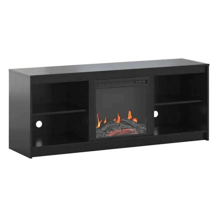 Meubles South Shore TV Stand with Electric Fireplace 60" - South Shore Black Oak Hot