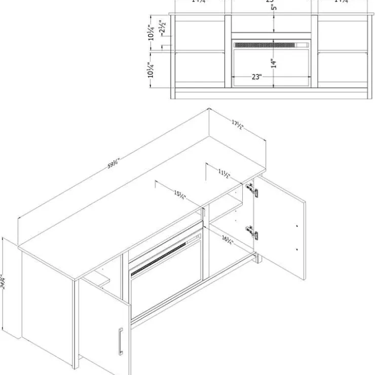 Meubles South Shore TV Stand with Electric Fireplace 60" - South Shore Natural Walnut Clearance