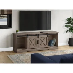 Monarch TV Stand with Sliding Doors 60" - Dark Taupe Sale