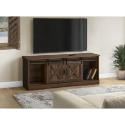 Monarch TV Stand with Sliding Doors 60" - Brown