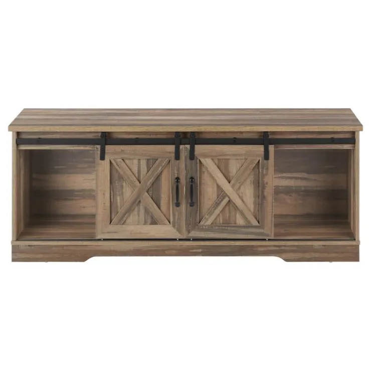 Monarch TV Stand with Sliding Doors 60" - Brown