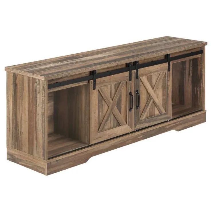 Monarch TV Stand with Sliding Doors 60" - Brown