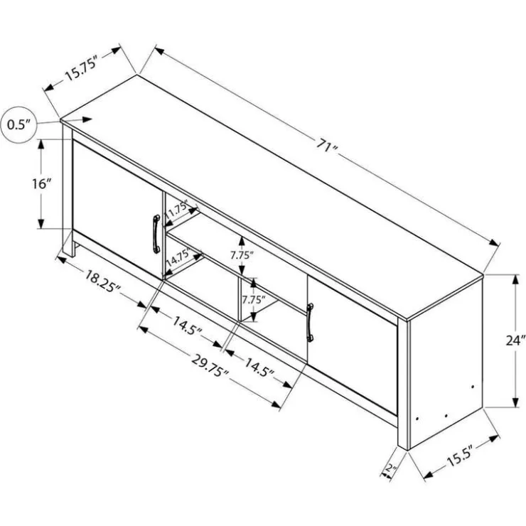 Monarch TV Stand with Storage 72" - Grey Best