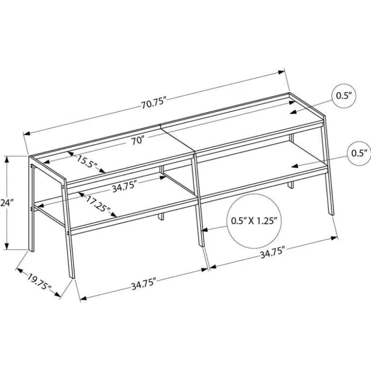 Monarch TV Stand with Storage 72" - Black Hot