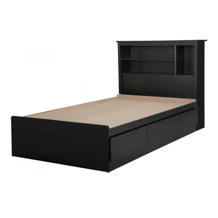 Meubles South Shore Twin Bed with 3-Drawer Storage and Headboard (39") - South Shore Black Outlet
