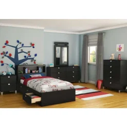Meubles South Shore Twin Bed with 3-Drawer Storage (39'') - South Shore PURE BLACK Discount