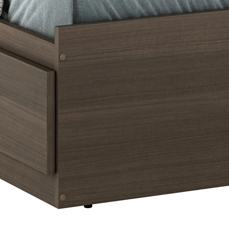 SUA-V Twin Bed with 3-Drawer Storage and Headboard (39") Taupe Clearance