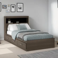 SUA-V Twin Bed with 3-Drawer Storage and Headboard (39