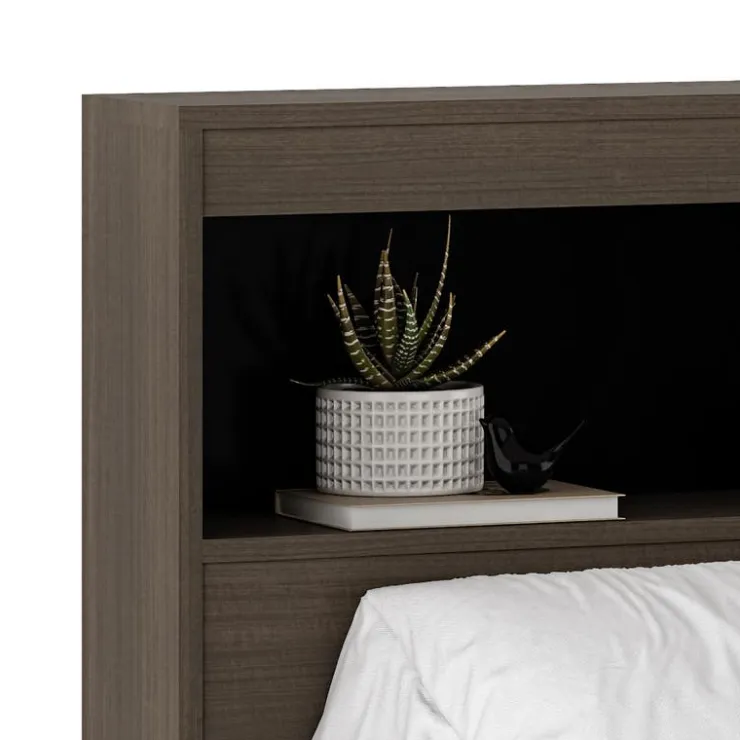 SUA-V Twin Bed with 3-Drawer Storage and Headboard (39") Taupe Clearance