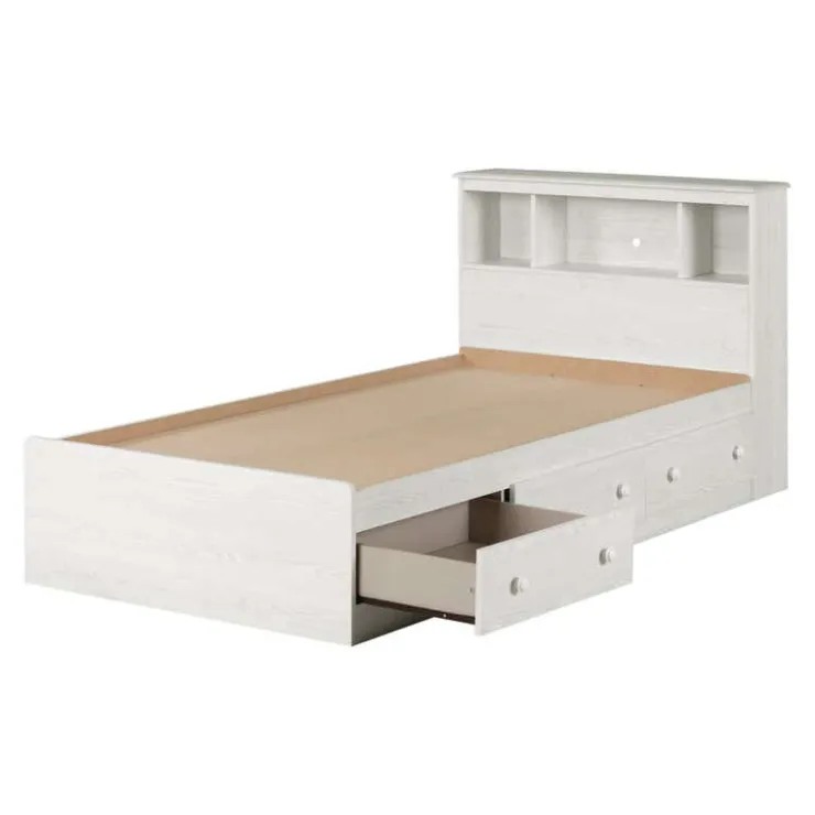 Meubles South Shore Twin Bed with 3-Drawer Storage and Headboard (39") - South Shore White Sale